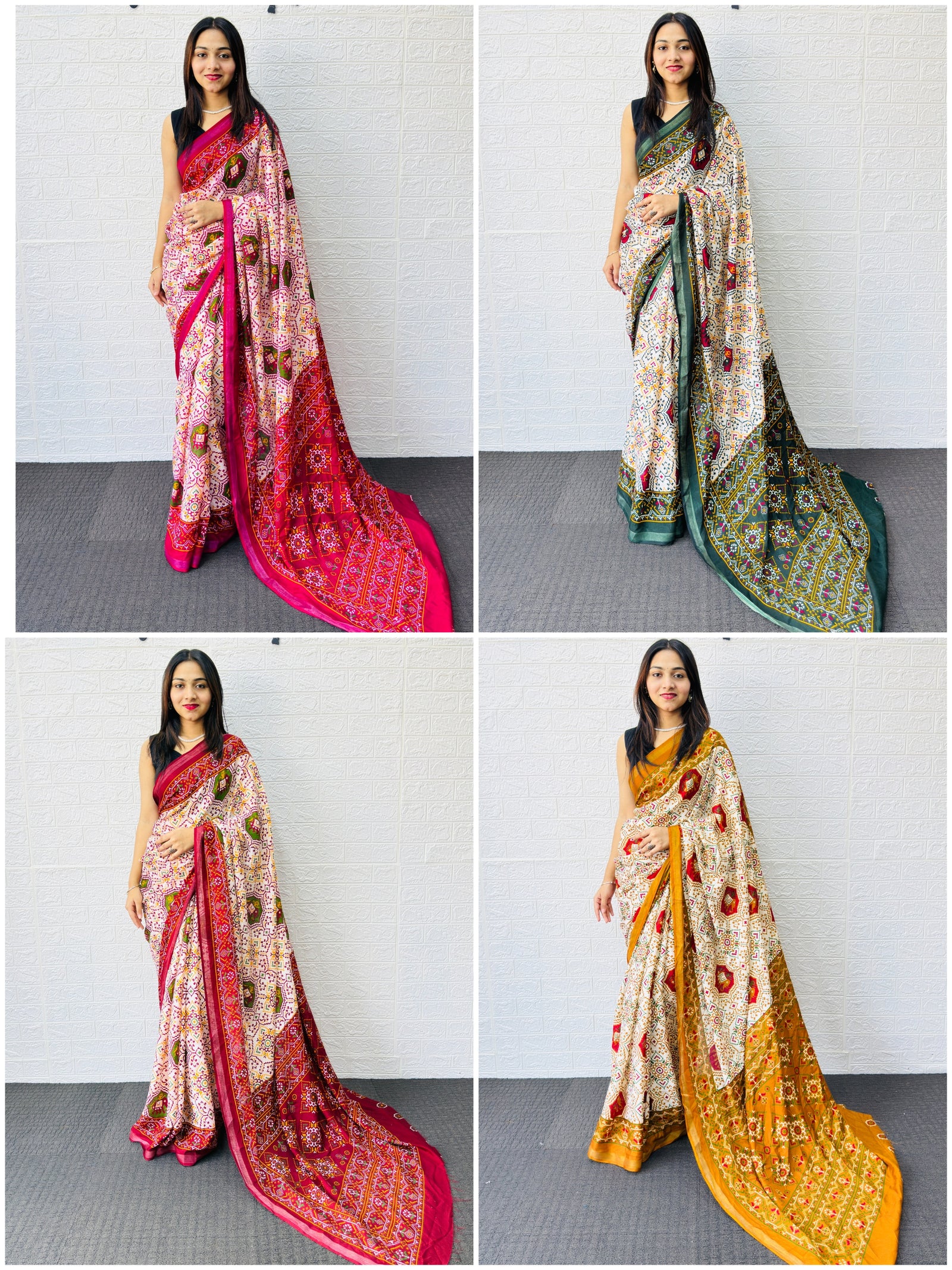 Traditional Patola Print Heavy Mul Cotton Saree with Unstitched Blouse Piece