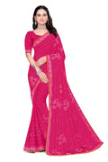 Chinon Saree with Heavy Silver Hotfix Diamonds Work | Eye-Catching Party Wear