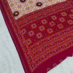Traditional Patola Print Heavy Mul Cotton Saree with Unstitched Blouse Piece