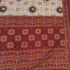 Traditional Patola Print Heavy Mul Cotton Saree with Unstitched Blouse Piece