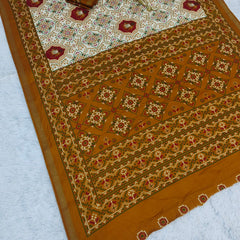 Traditional Patola Print Heavy Mul Cotton Saree with Unstitched Blouse Piece