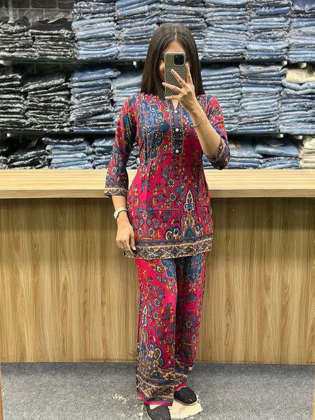 Printed Asymmetric Rayon Co-Ord Set