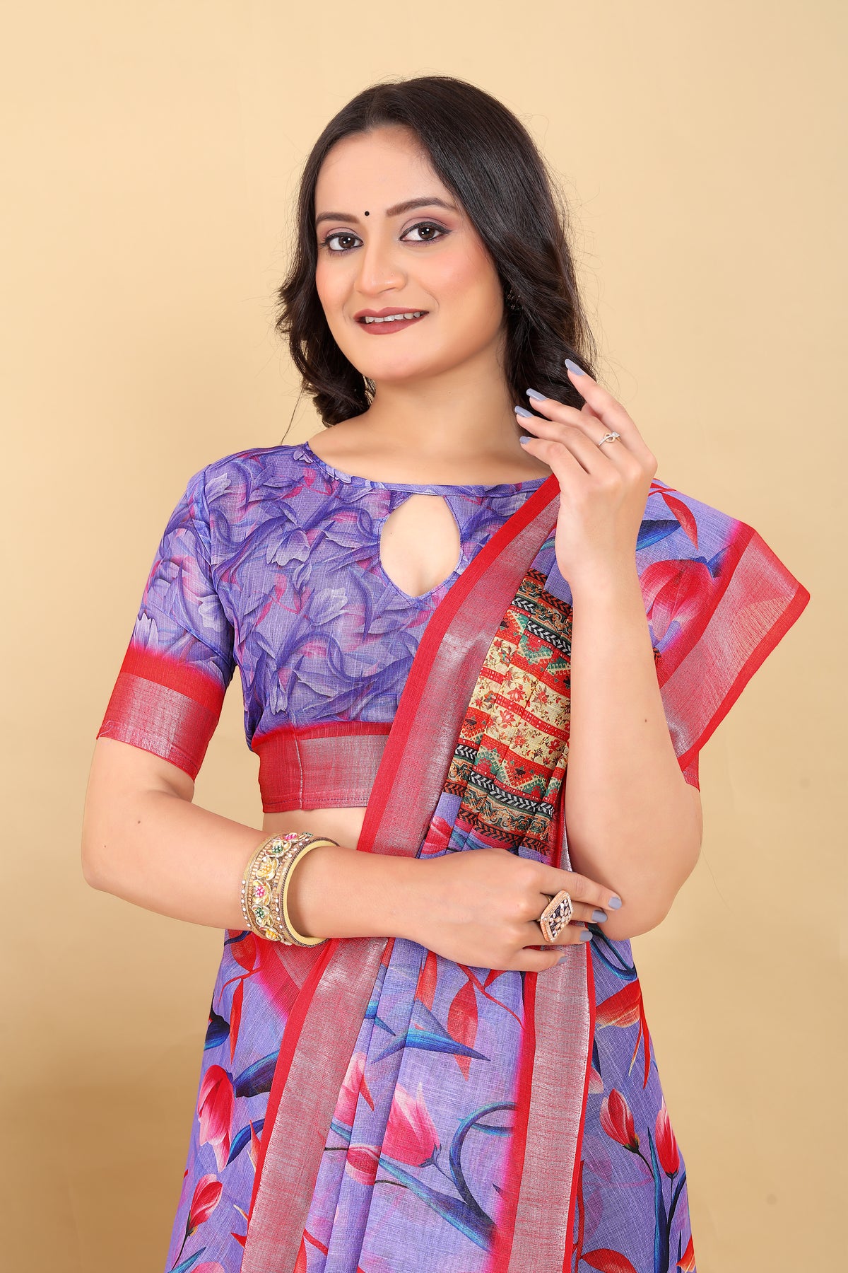 Premium Printed Unique Design Saree with Blouse Piece