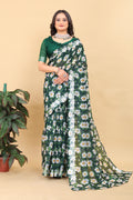 Fresh Bloom Dark Green Saree