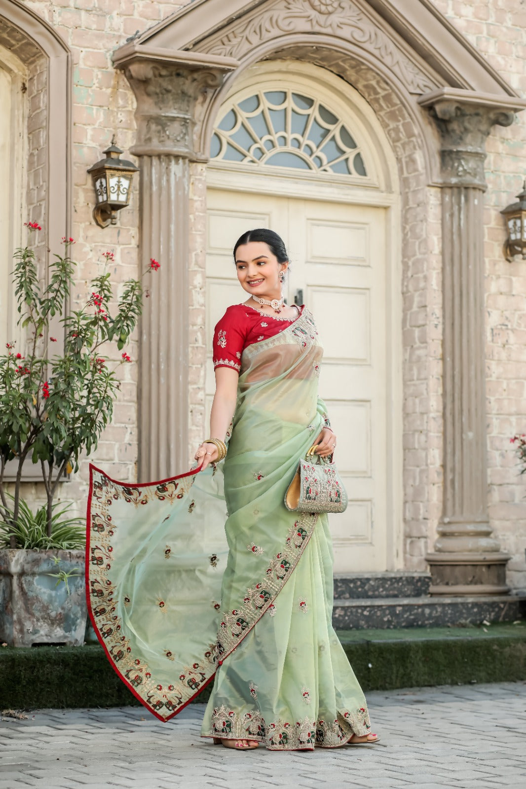 Designer Embroidered Saree with Blouse Piece