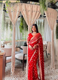 Traditional Red Georgette Saree with Golden Embroidery