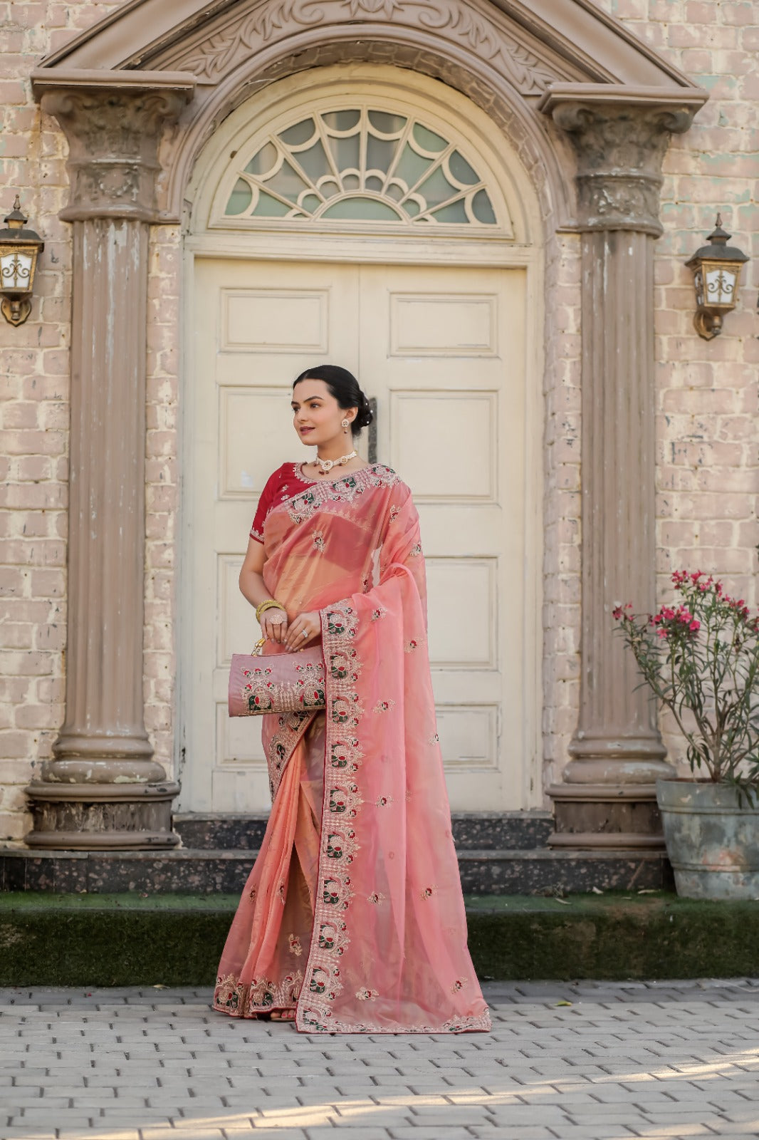 Designer Embroidered Saree with Blouse Piece