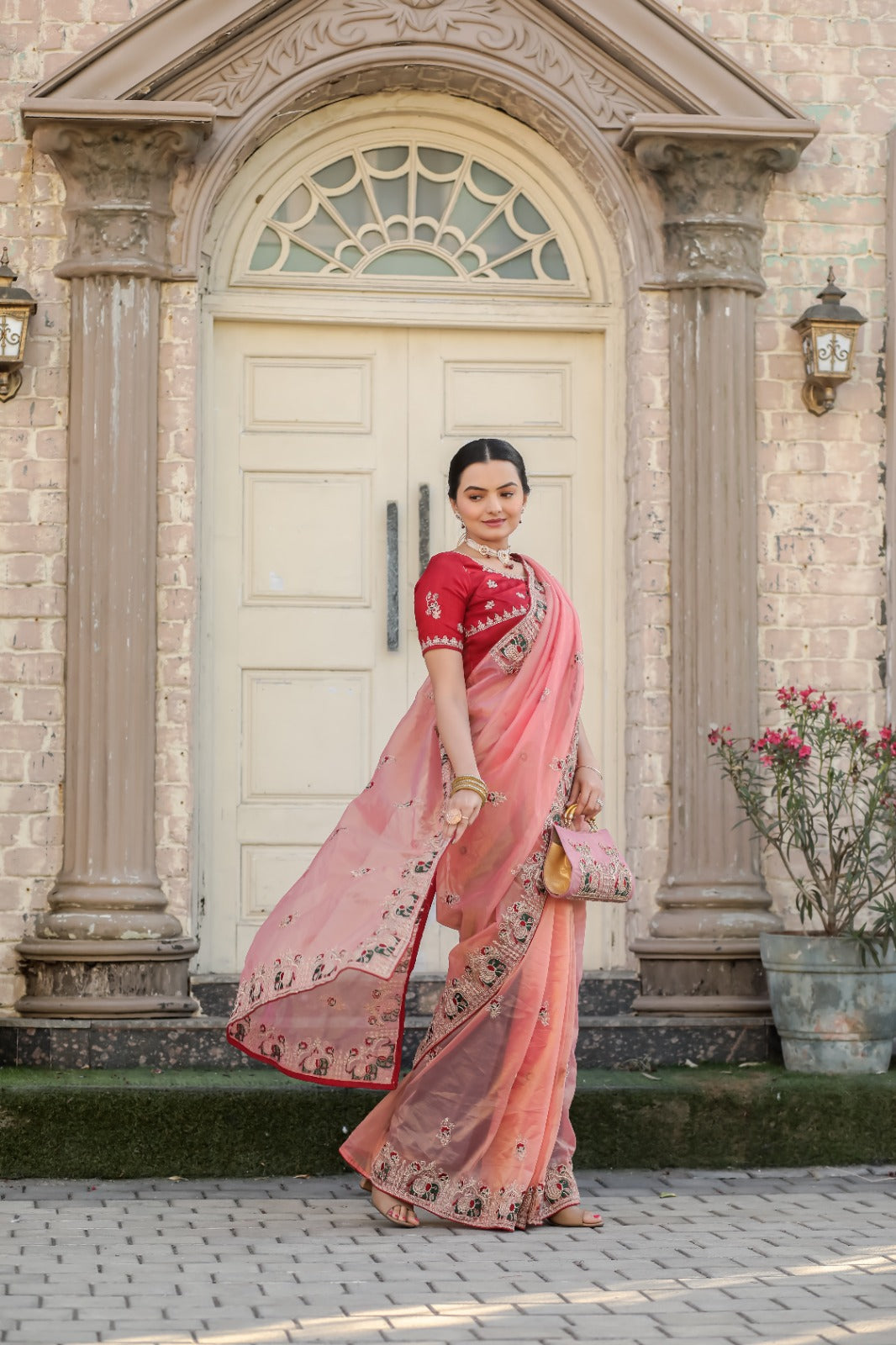 Designer Embroidered Saree with Blouse Piece