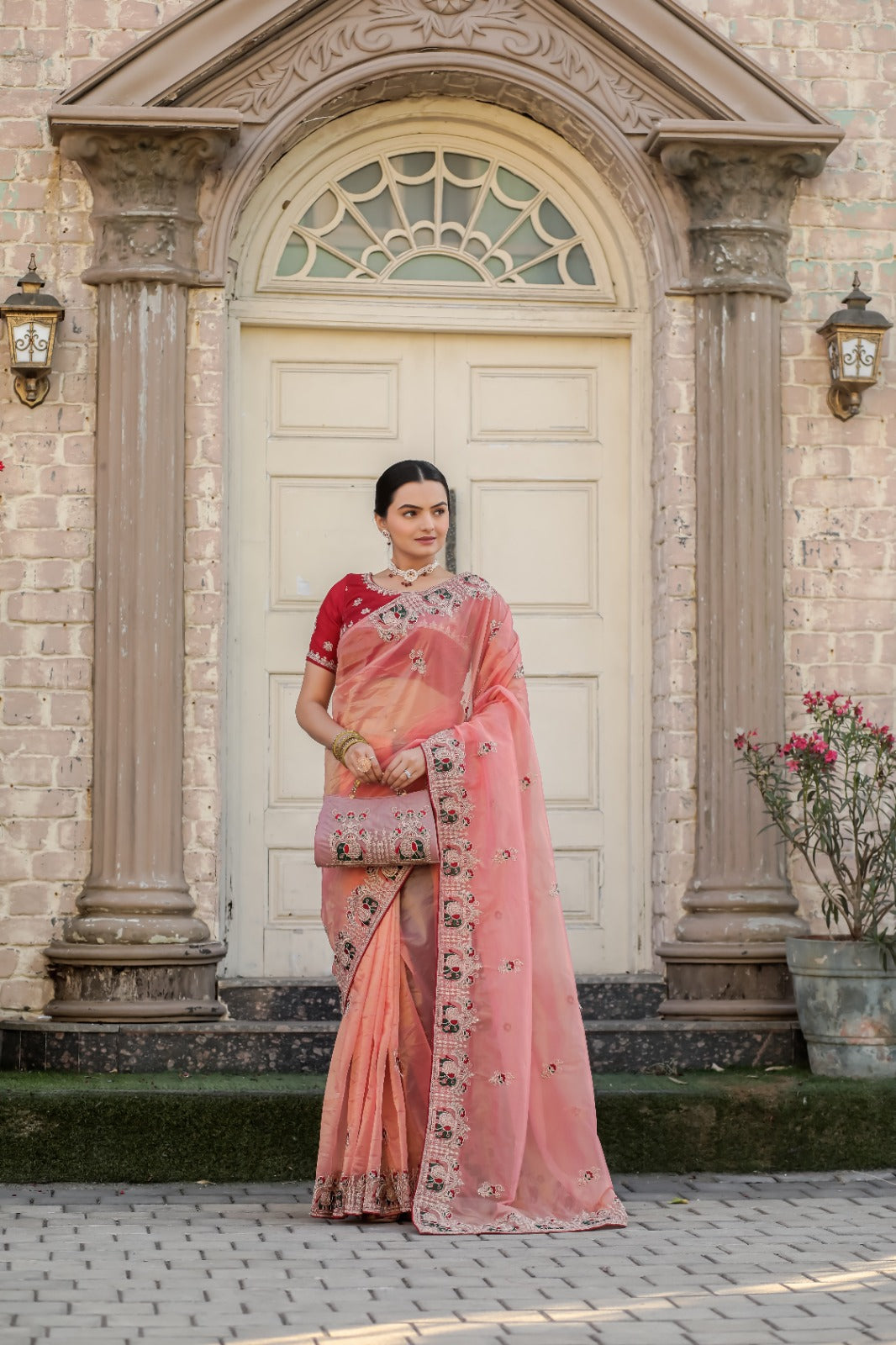Designer Embroidered Saree with Blouse Piece