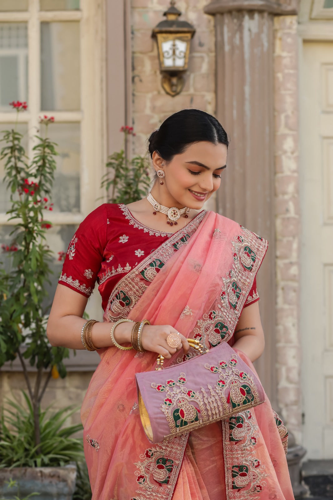 Designer Embroidered Saree with Blouse Piece